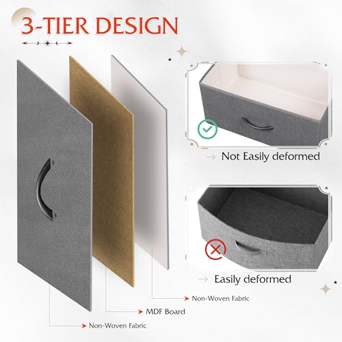 WLIVE 6-Drawer Fabric Dresser | Steel Frame Storage Cabinet, Black Walnut