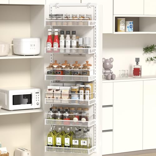 TOPWE 6-Tier Over Door Pantry Organizer – Adjustable Metal Spice Rack