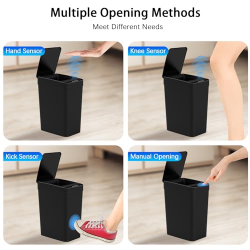 Kssvzz 3-Pack Motion Sensor Trash Can | 10L Slim Touchless Bathroom Bin
