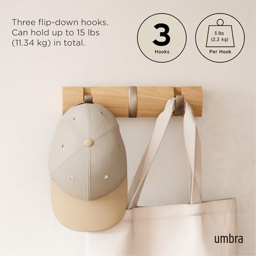 Umbra Flip 3-Hook Wall Mounted Coat Rack – Modern Retractable Hanger