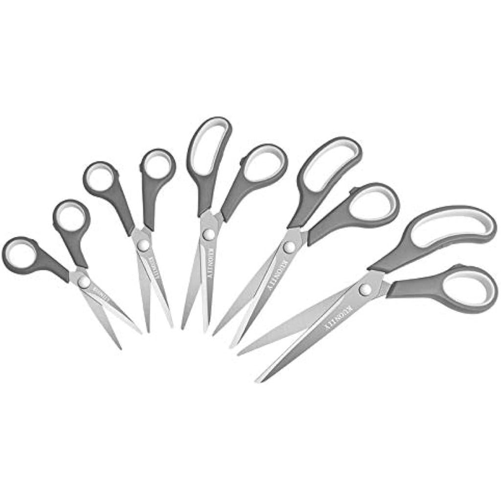KUONIIY Multi-Purpose Stainless Steel Scissors Set, 5-Pack –