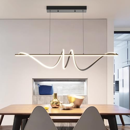 Mikeru Modern Spiral LED Pendant Light | Dimmable Black Kitchen Chandelier
