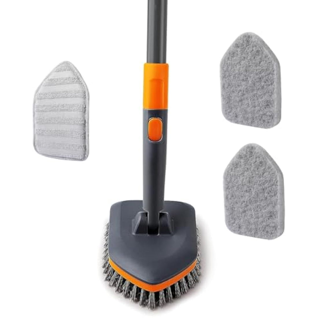 CLEANHOME 4-in-1 Shower Scrubber | Long Handle Tub and Tile Cleaning Brush