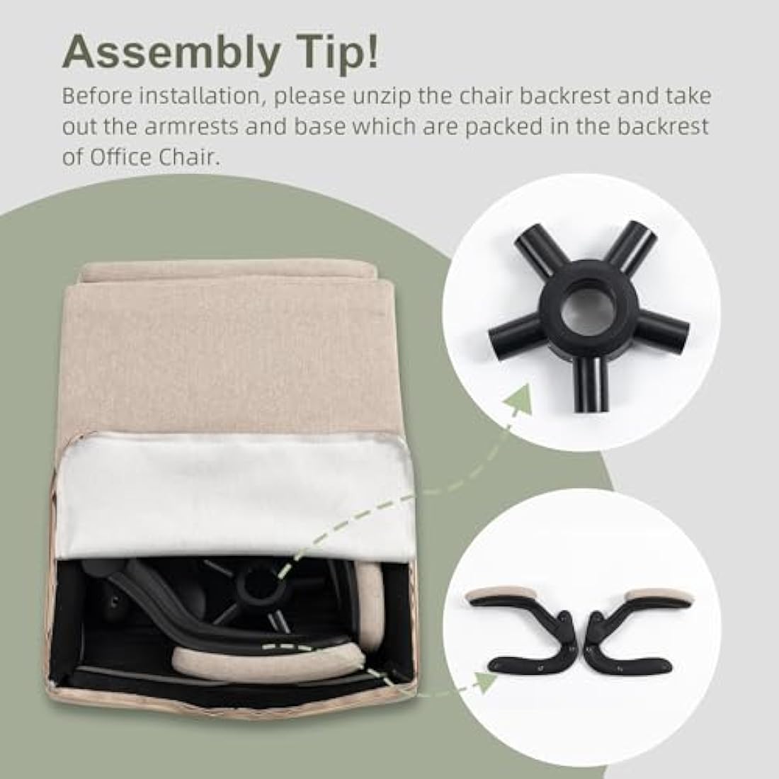 CASTLOVE Ergonomic Office Chair – High Back Fabric Desk Chair with Flip-Up Arms