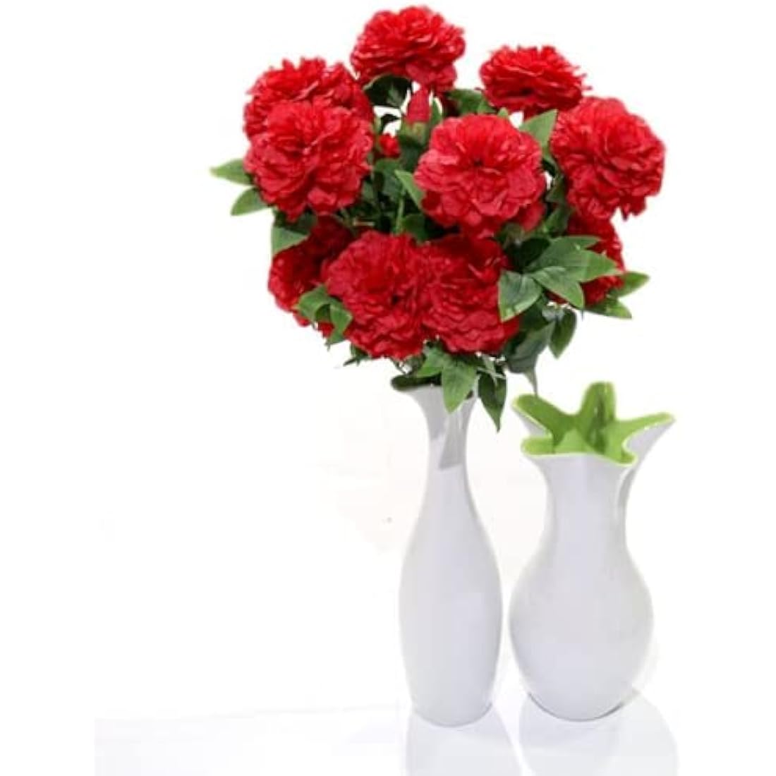 Jolof Store Silk Artificial Carnations - UV Resistant Red Bouquet - 10 Heads