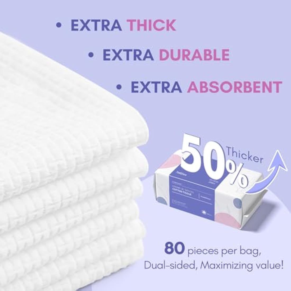 PoeticEHome Extra Thick Cotton Dry Wipes | Disposable Facial Towels (320ct)