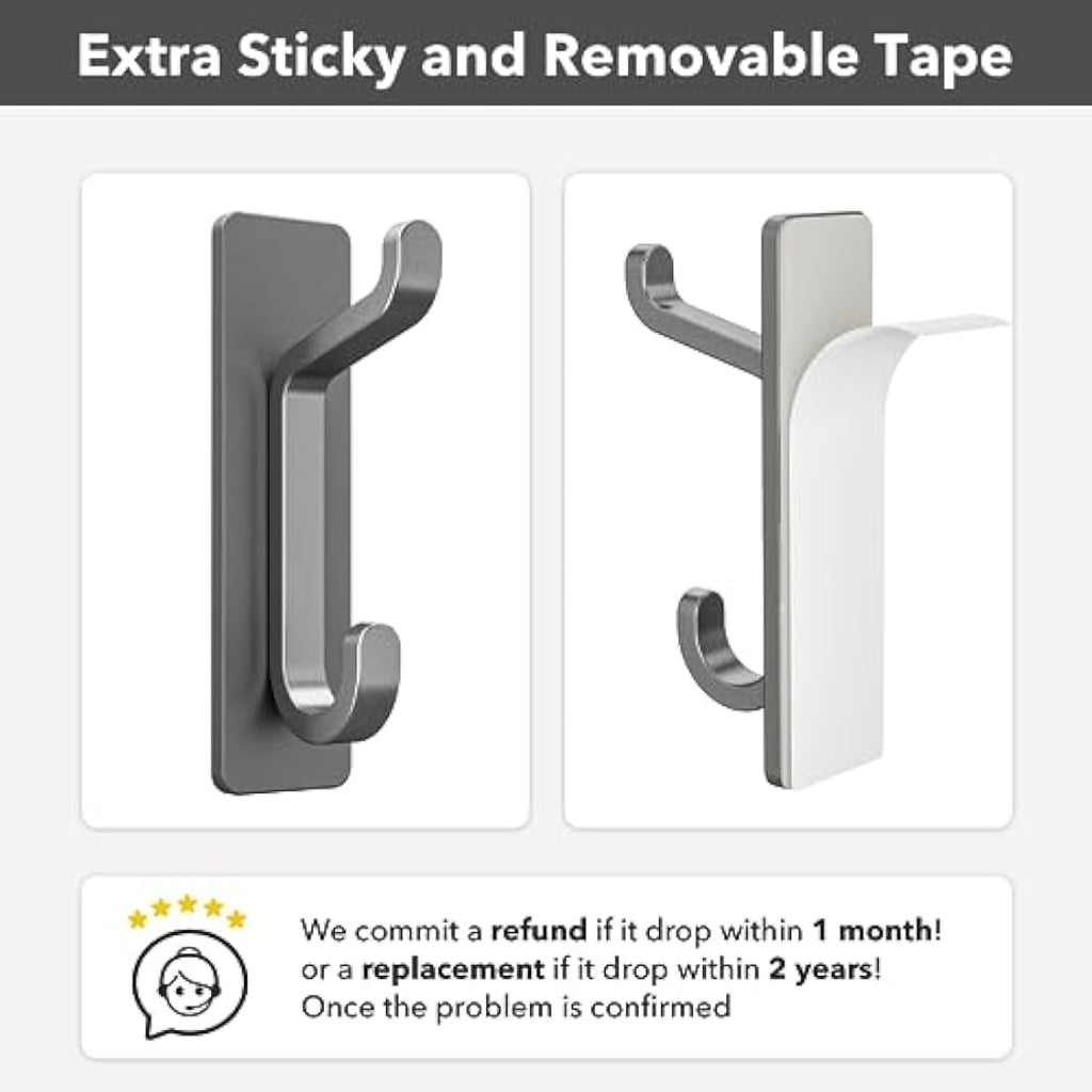 Jolof Store Adhesive Wall Hooks – Heavy Duty Stainless Steel, 4 Pack