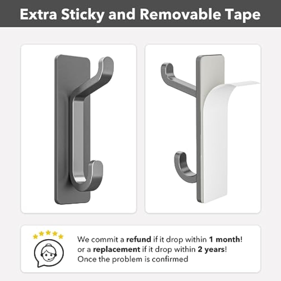 Jolof Store Adhesive Wall Hooks – Heavy Duty Stainless Steel, 4 Pack