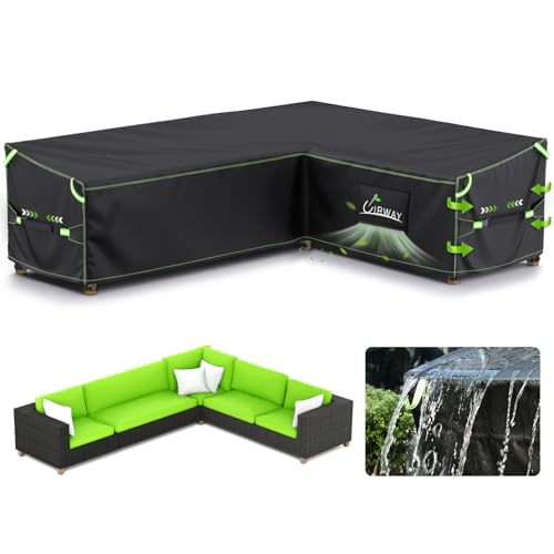 UIRWAY L-Shape Garden Furniture Cover | Waterproof 420D Oxford Sofa Cover