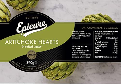 Epicure Artichoke Hearts in Salted Water – 390g (Pack of 12)