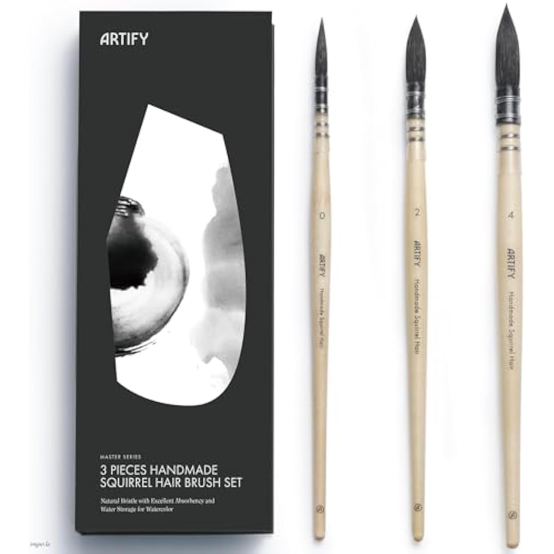 Artify Professional Squirrel Hair Watercolor Mop Brush Set - 3 Pieces