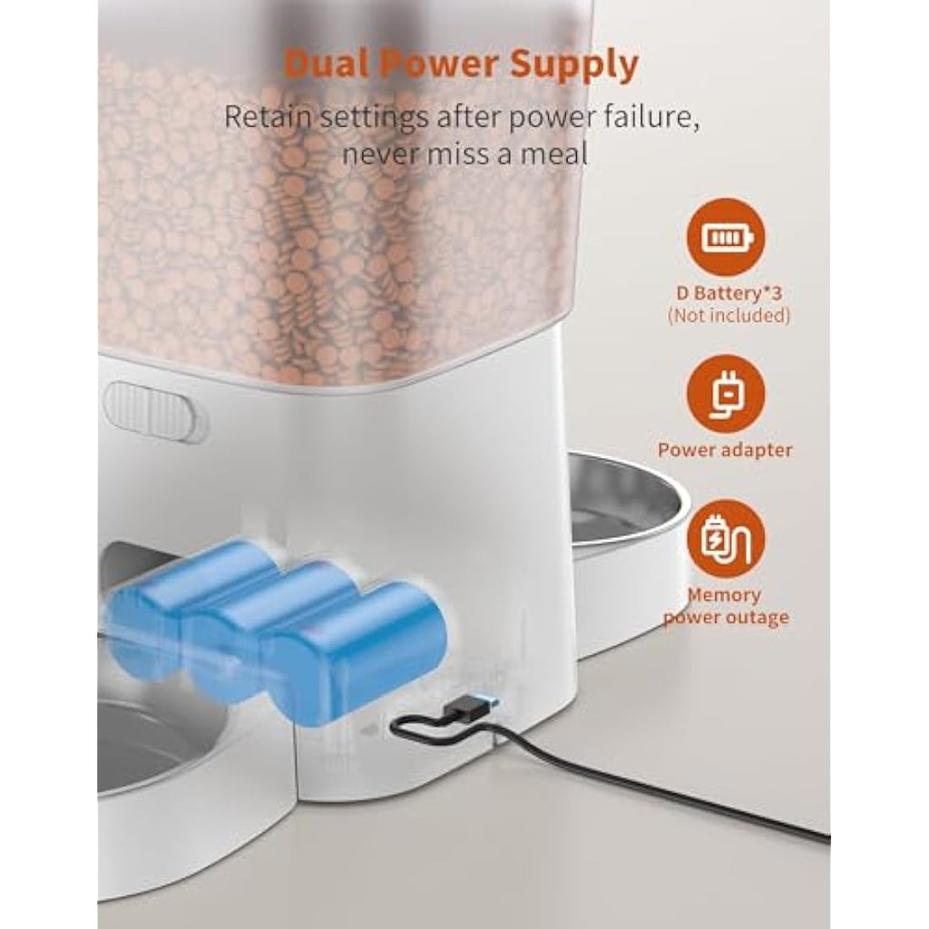 HoneyGuaridan 3.5L Automatic Cat Feeder for Two Cats | Dual Stainless Bowls