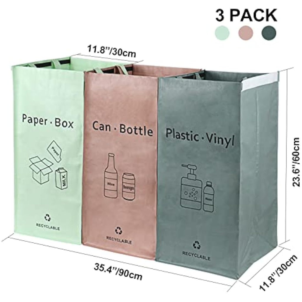 Jolof Store Recycling Bags | 3-Pack Waterproof Woven Waste Bins