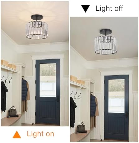 ZYDTRIP Crystal Ceiling Light – Modern Rose Gold Semi Flush Mount Lamp