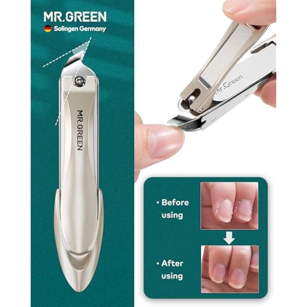MR.GREEN 3pcs Stainless Steel Nail Clipper Set with Catcher & Case
