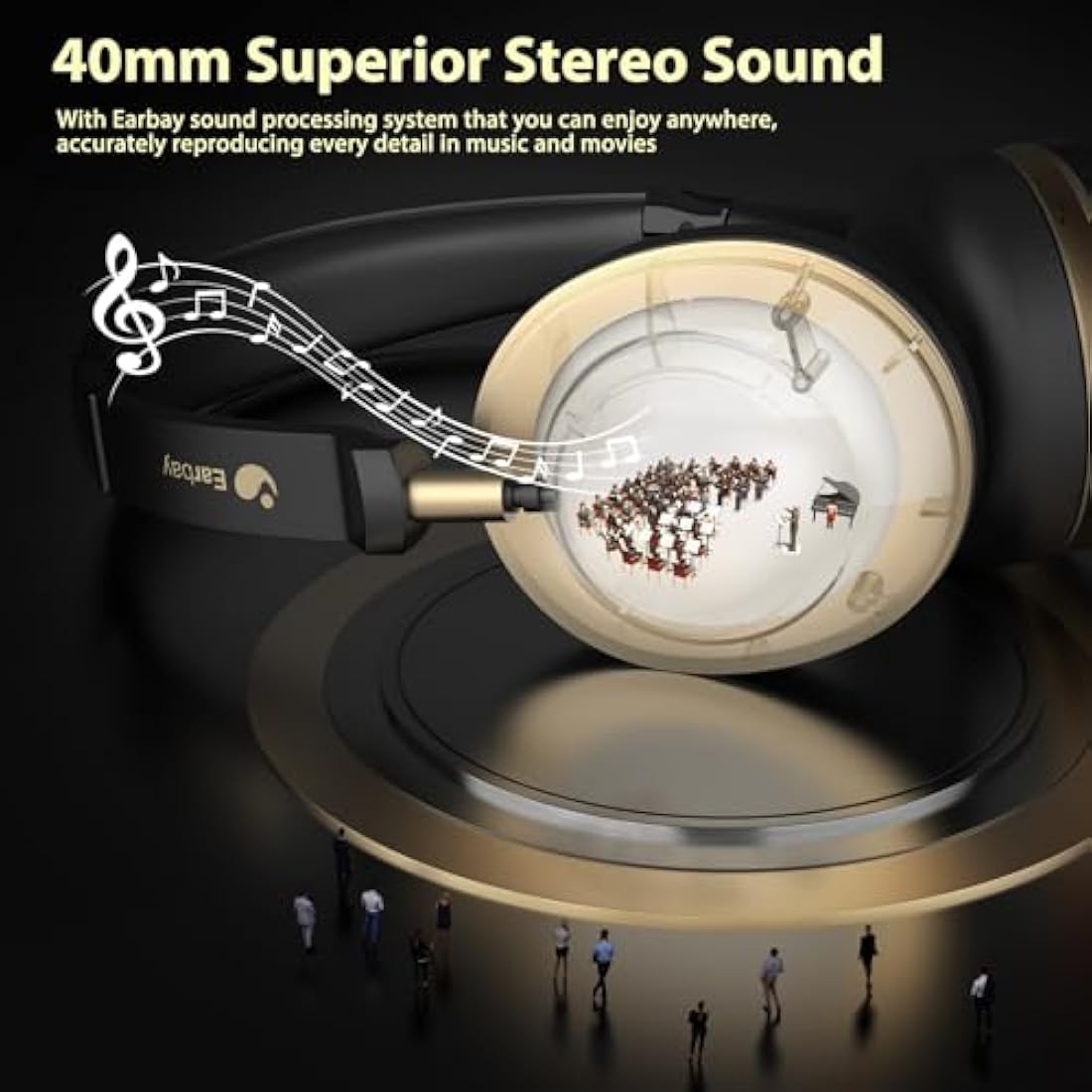 Earbay Wireless Bluetooth Headset with AI Noise Canceling & Charging Dock