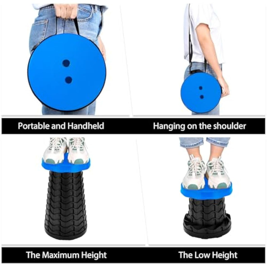 LUXJET Portable Telescopic Stool – 396lb Capacity Folding Seat, Blue