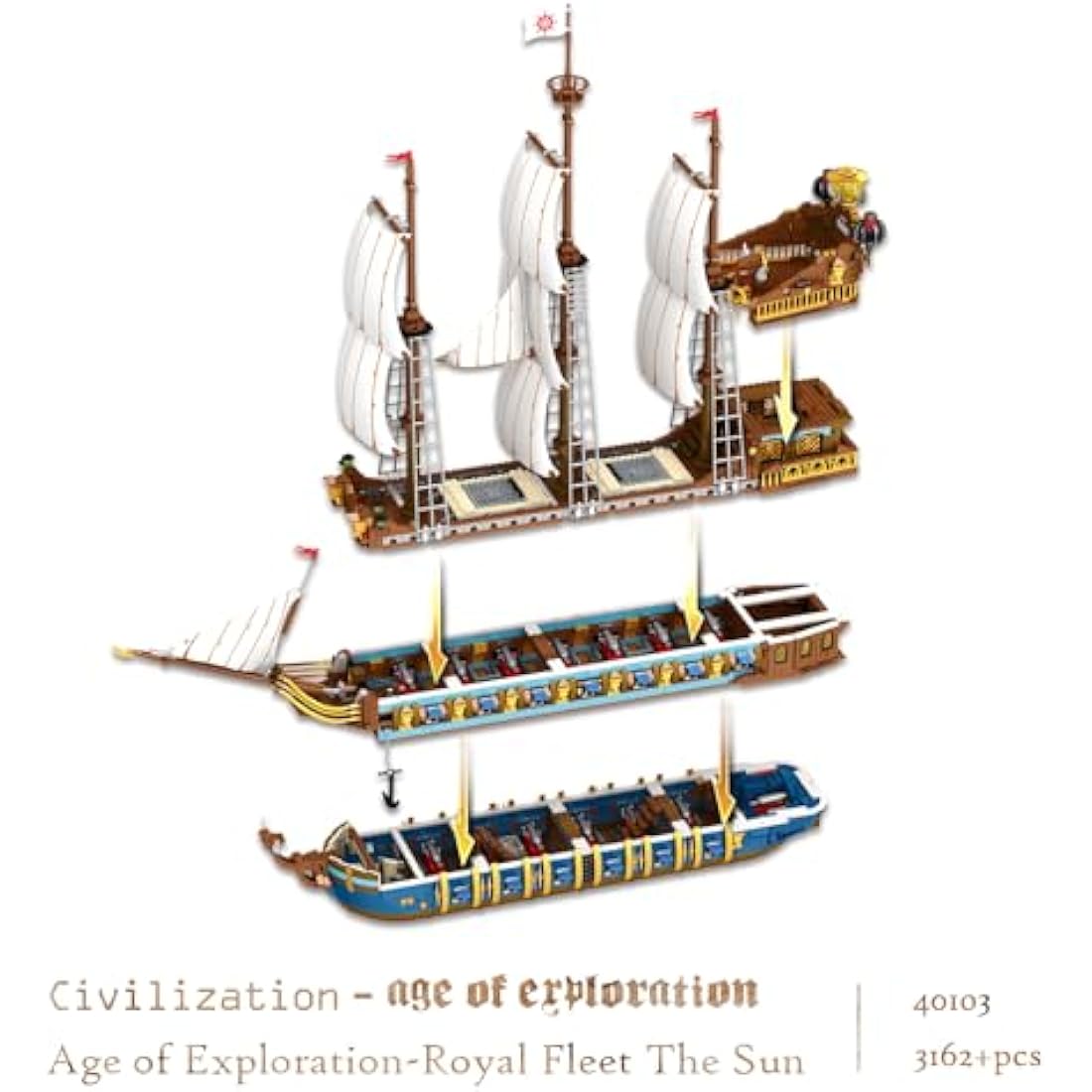 JMBricklayer Pirate Ship Building Blocks Set – Royal Fleet Model 40103 (3162 Pieces)