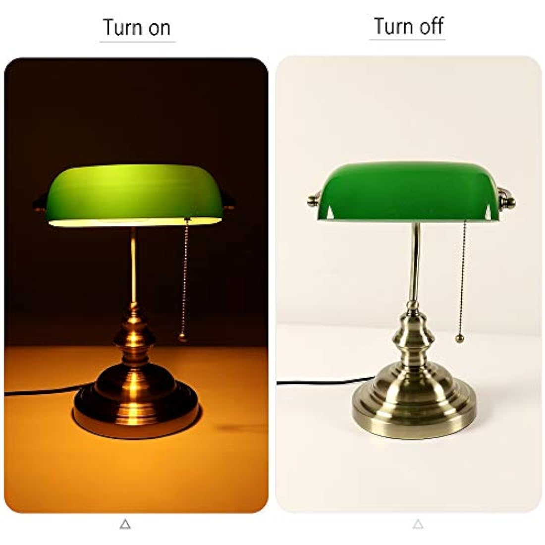 Jolof Store Green Glass Bankers Desk Lamp | Satin Brass Finish