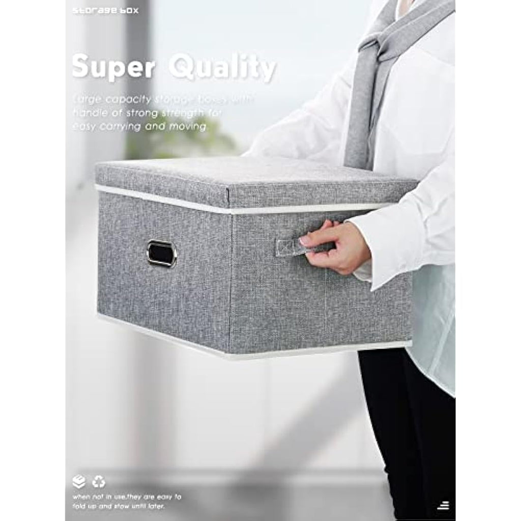 Lesfit Fabric Storage Box with Lid | 20L Foldable Closet Organizer Bin