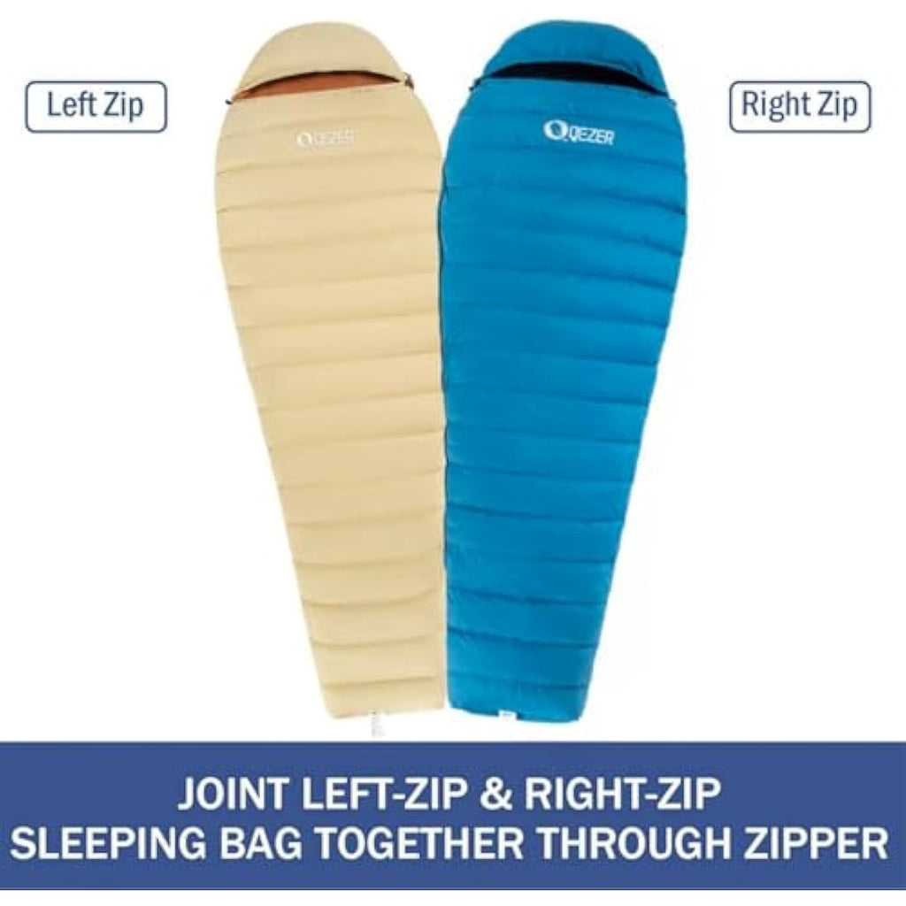 QEZER Ultralight Down Sleeping Bag | 600FP Duck Down Backpacking Gear