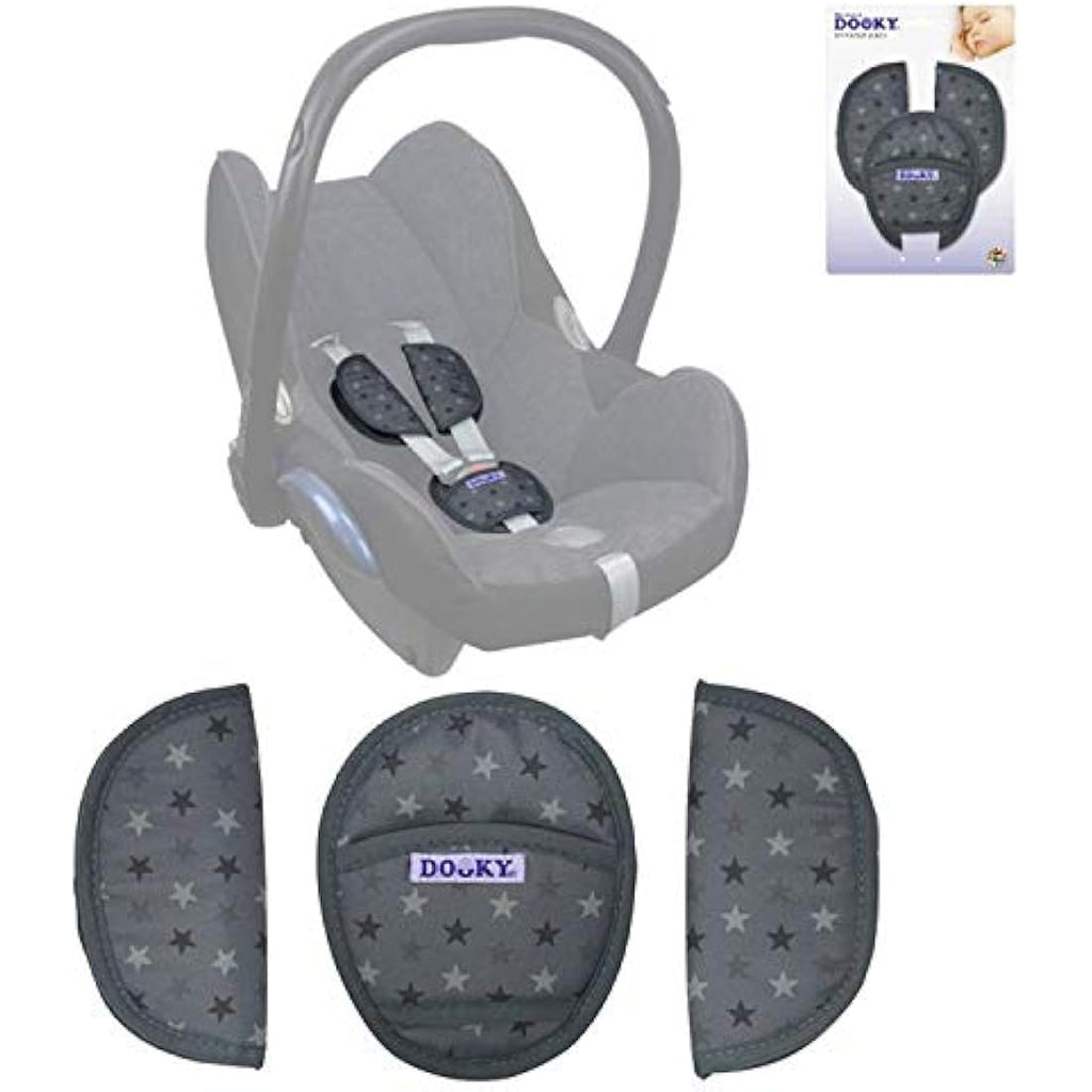 Dooky Universal Car Seat Belt Pads – 3-Piece Harness Strap Set, Dandelion