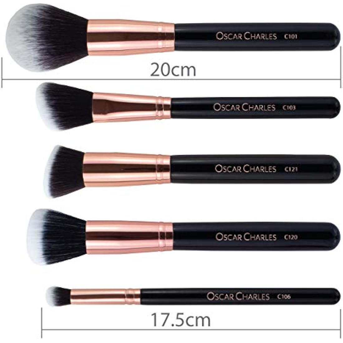 Oscar Charles 12-Piece Professional Makeup Brush Set with Holder – Rose Gold