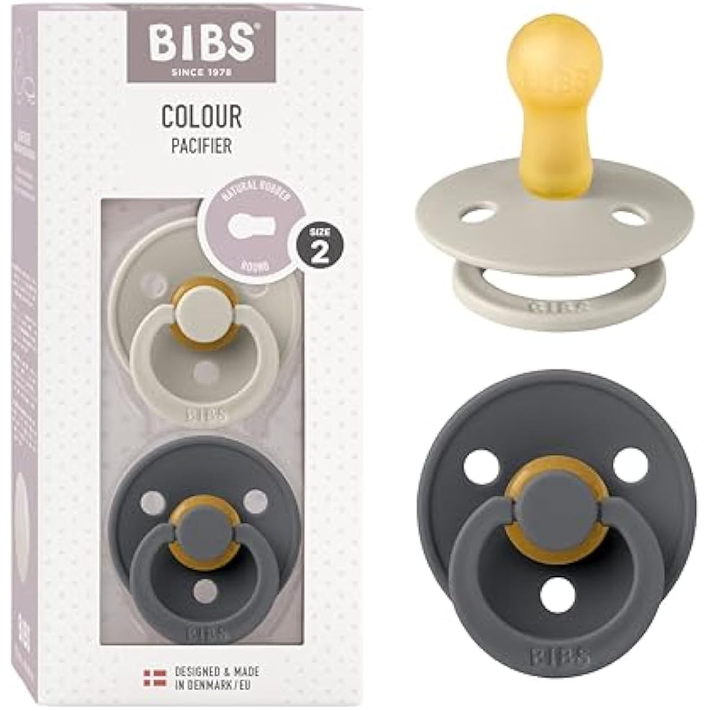 BIBS Colour Pacifier 2-Pack | Natural Rubber Latex Soother, 6-18 Months