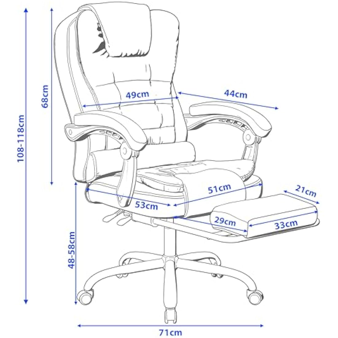Blisswood Executive Office Chair – Ergonomic Reclining PU Leather Black
