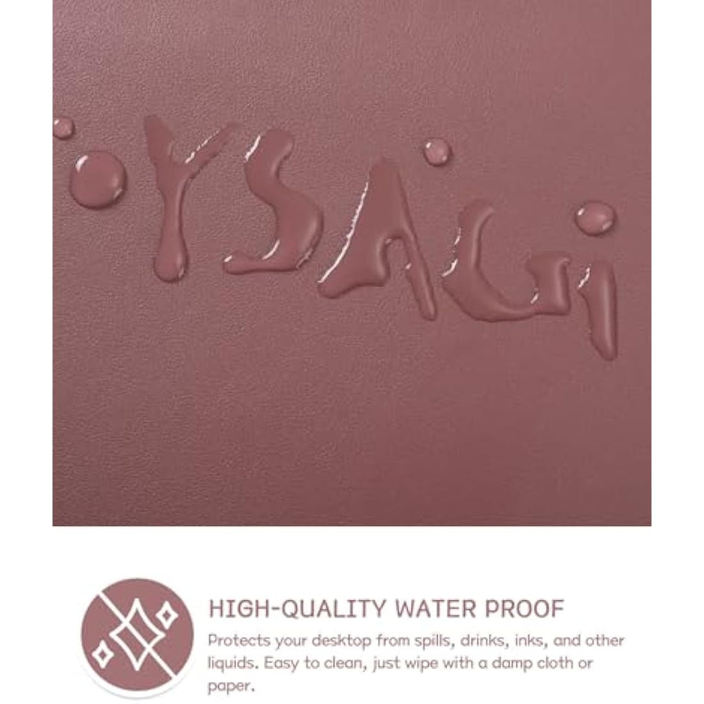YSAGi PVC Leather Desk Pad – Waterproof Non-Slip Writing Mat, Dark Pink