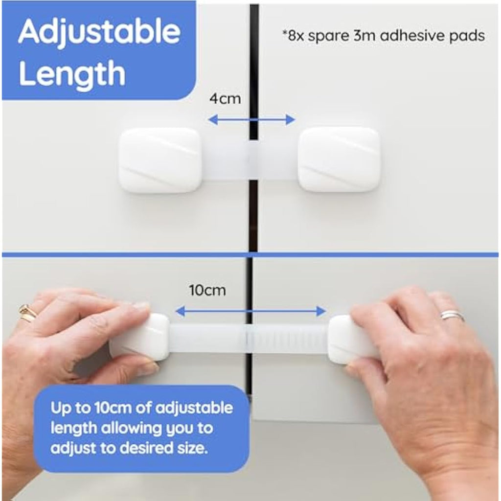 BABYGO Child Safety Cupboard Locks – 8 Pack Adjustable Baby Proofing Straps