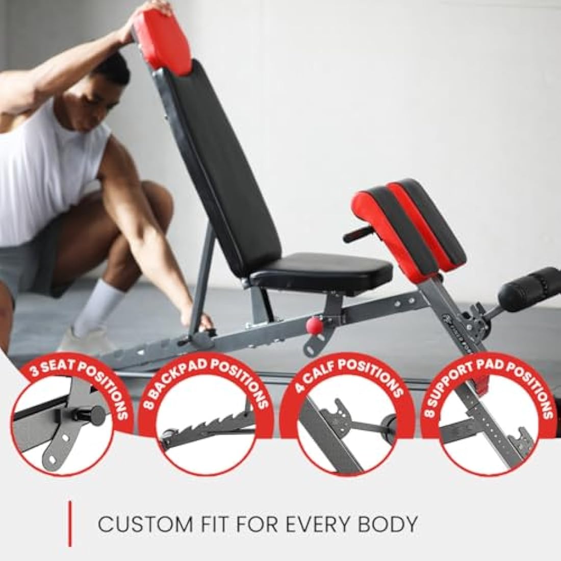 Finer Form Multi-Functional FID Weight Bench - 1000lb Adjustable Home Gym