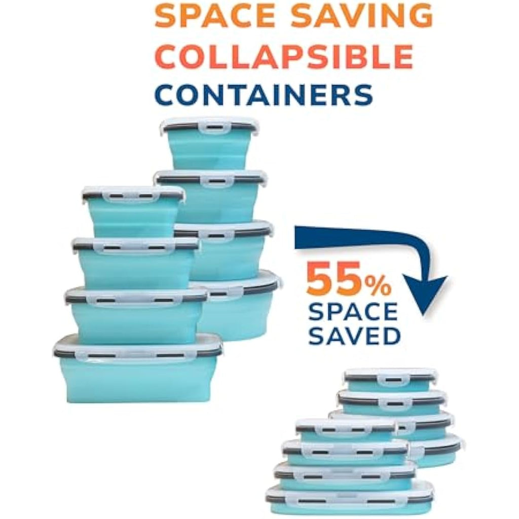 Lunememo 16-Pack Collapsible Silicone Food Storage Containers with Lids