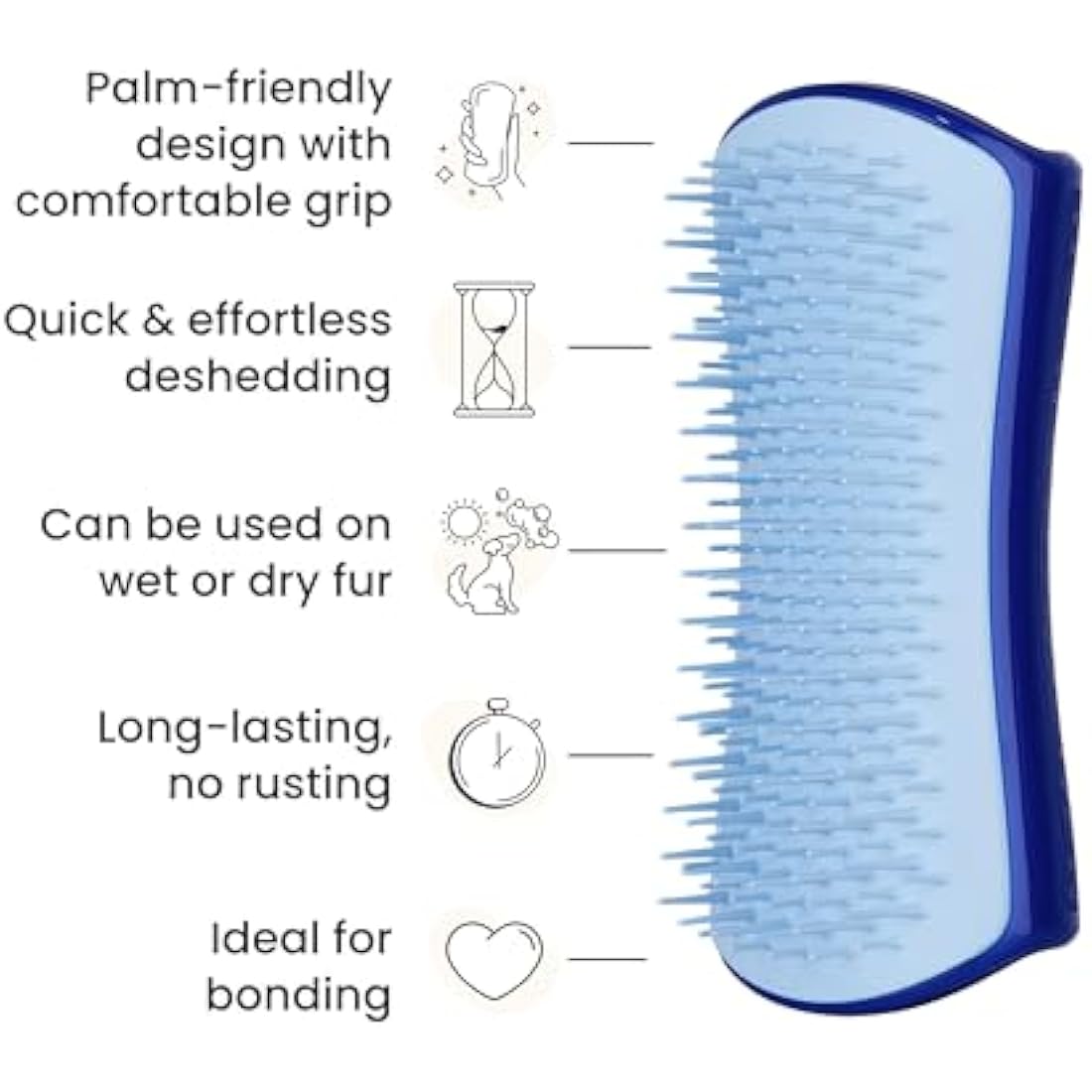 Pet Teezer De-Shedding Dog Grooming Brush for Small Breeds | Navy & Sky Blue