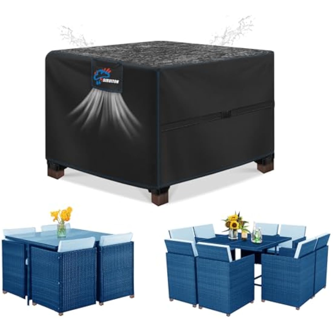 SIRUITON Waterproof Garden Furniture Cover | 420D Oxford Patio Set Protector
