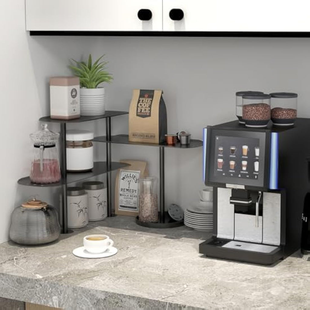 STWWO 3-Tier Metal Kitchen Corner Shelf | Adjustable Countertop Spice Rack