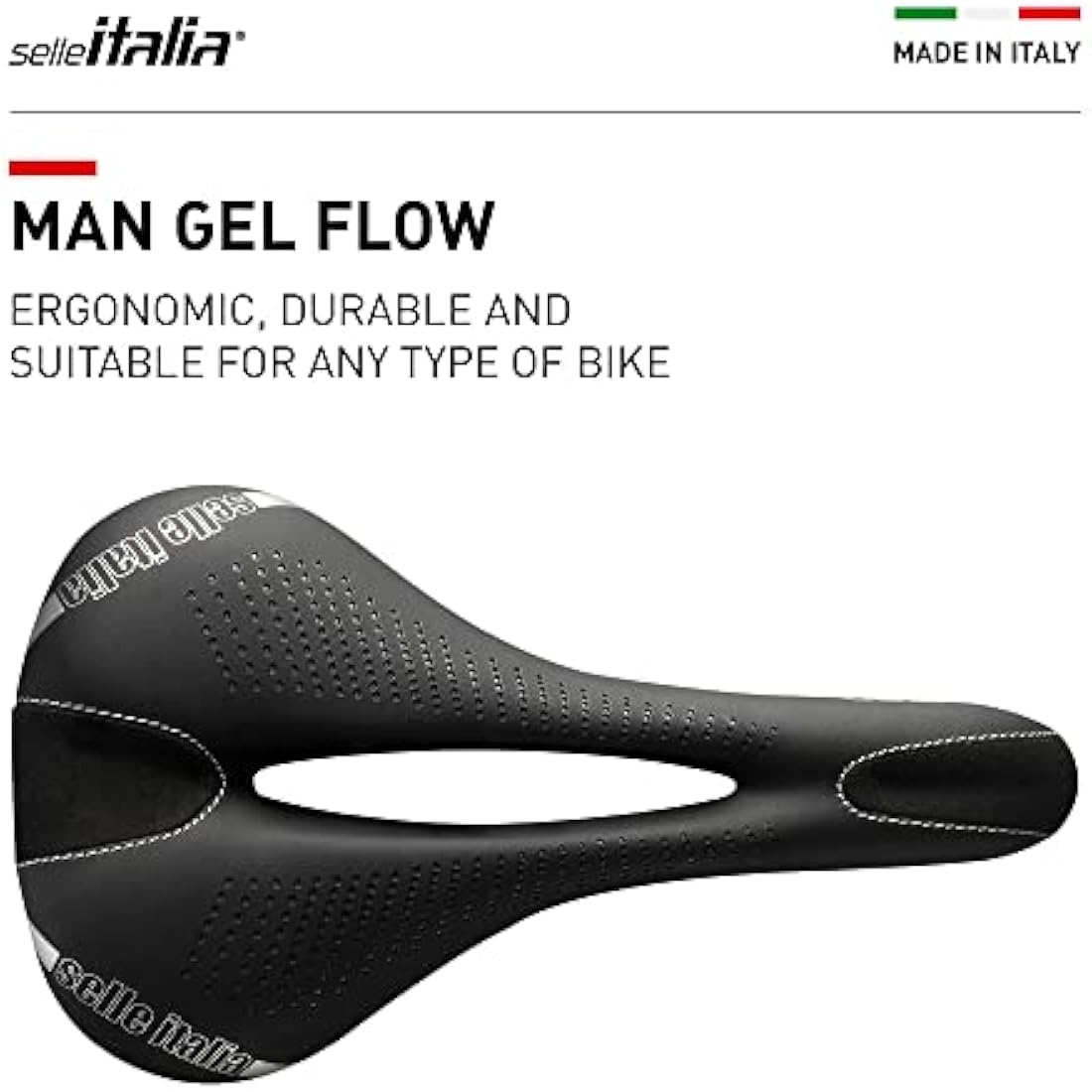 Selle Italia Man Gel Flow Road Bike Saddle – Fiber-Tek Manganese Rail