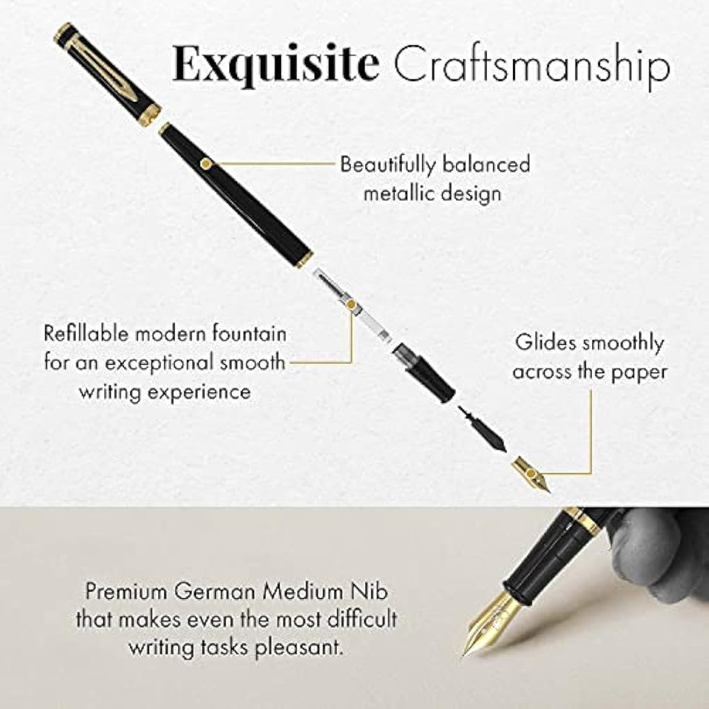 Wordsworth & Black Fountain Pen Set – 18K Gilded Nibs & Ink Refills