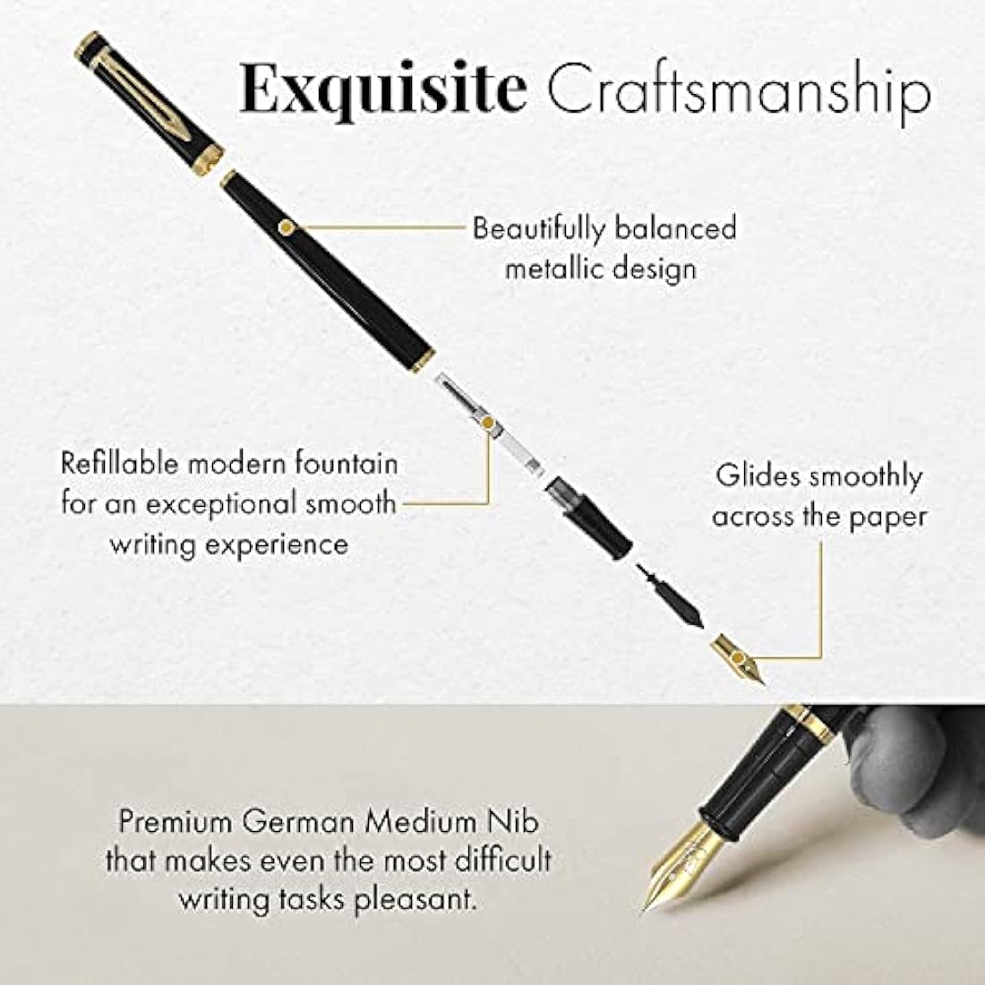 Wordsworth & Black Fountain Pen Set – 18K Gilded Nibs & Ink Refills