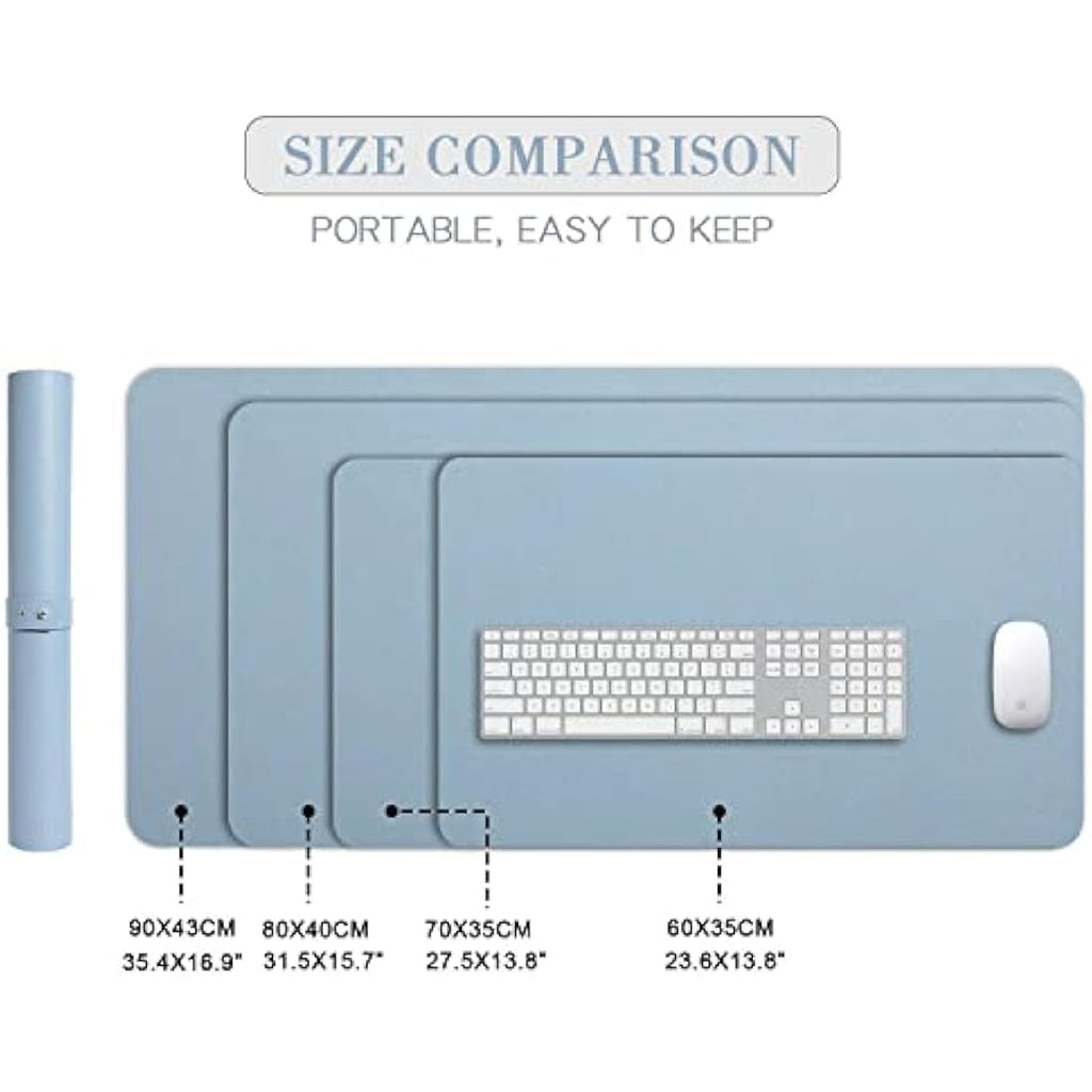DOBAOJIA Large Desk Pad | Waterproof PU Leather Mouse Mat - Grayish Blue