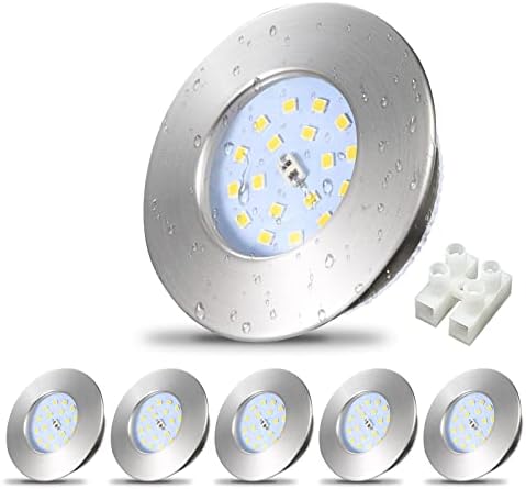 Allesgute 6-Pack IP44 Waterproof Slim LED Downlights | Brushed Chrome