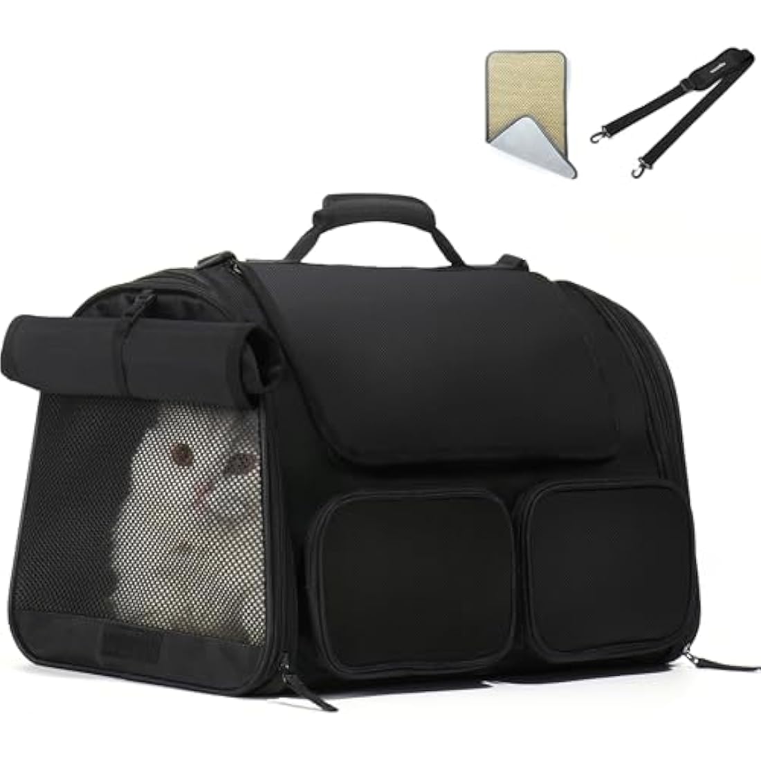 FUKUMARU Airline Approved Cat Carrier – Ventilated Pet Travel Bag, Black