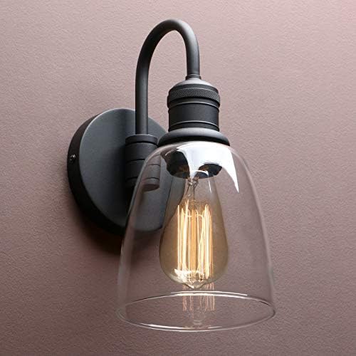 Yosoan Industrial Bell Wall Sconce | 5.6” Clear Glass Shade - Black