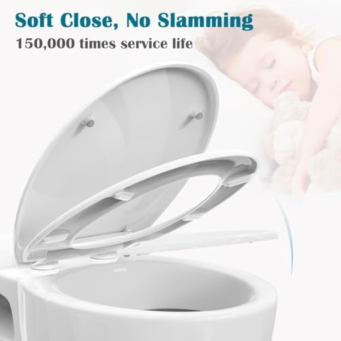 STOREMIC Soft Close Toilet Seat – White O Shape Anti-Bacterial Loo Seat