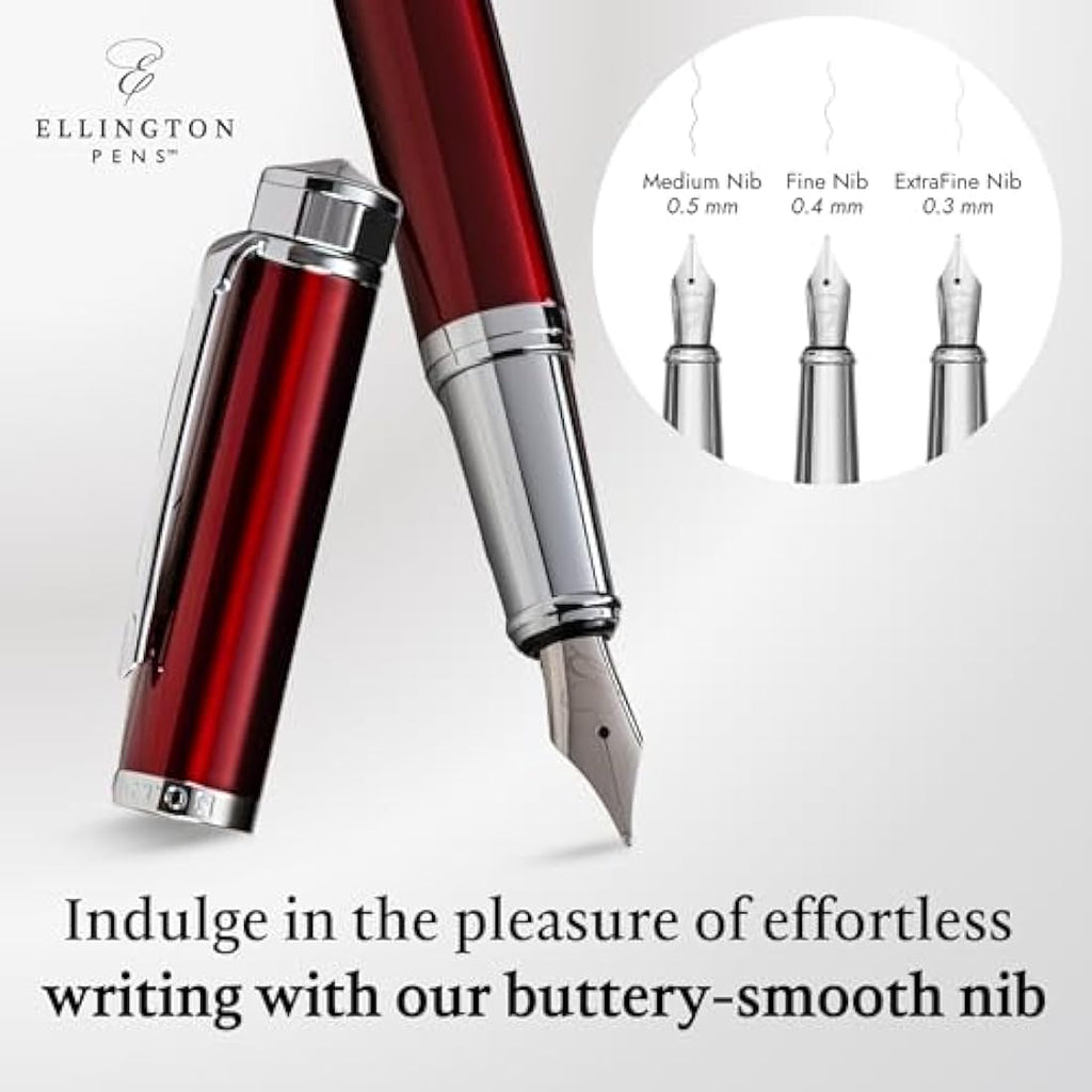 Ellington Luxury Fountain Pen Set – Refillable Calligraphy Pen with Ink