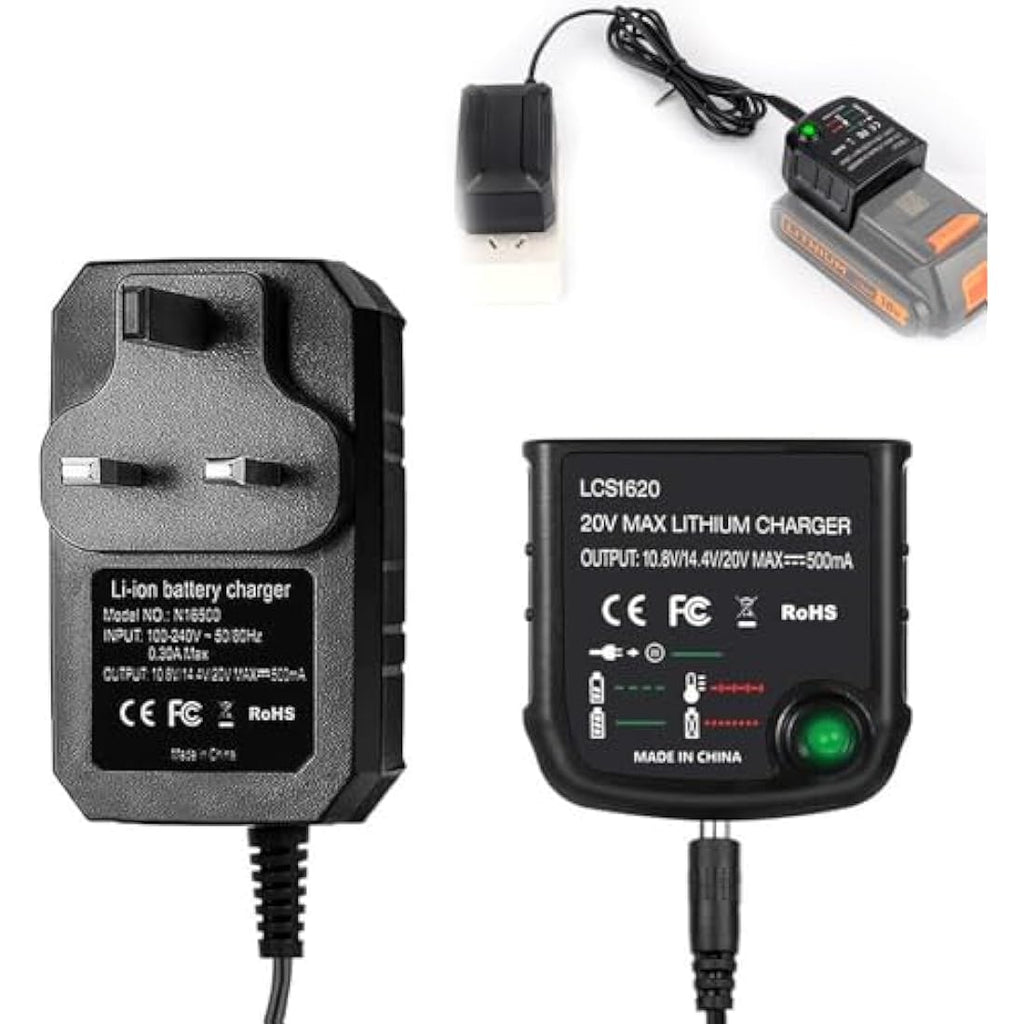 CJBIN 18V Lithium-Ion Battery Charger for Black & Decker | UK Plug