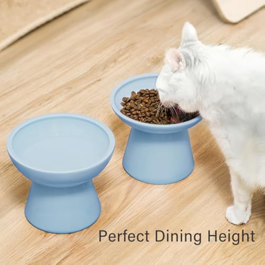 CEEFU Elevated Ceramic Cat Bowls – Wide Whisker-Friendly Food & Water Set