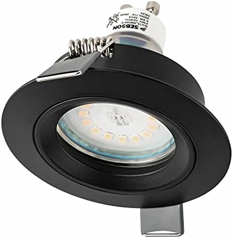SEBSON GU10 Recessed Downlights - Matt Black Aluminium Spotlights - Set of 12