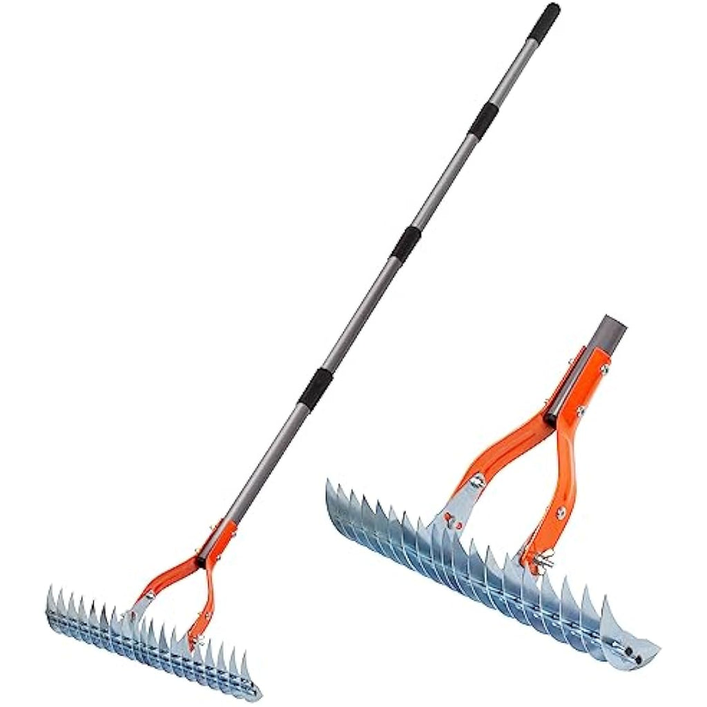 Walensee Thatch Rake | 15-Inch Steel Lawn Dethatcher with Adjustable Handle