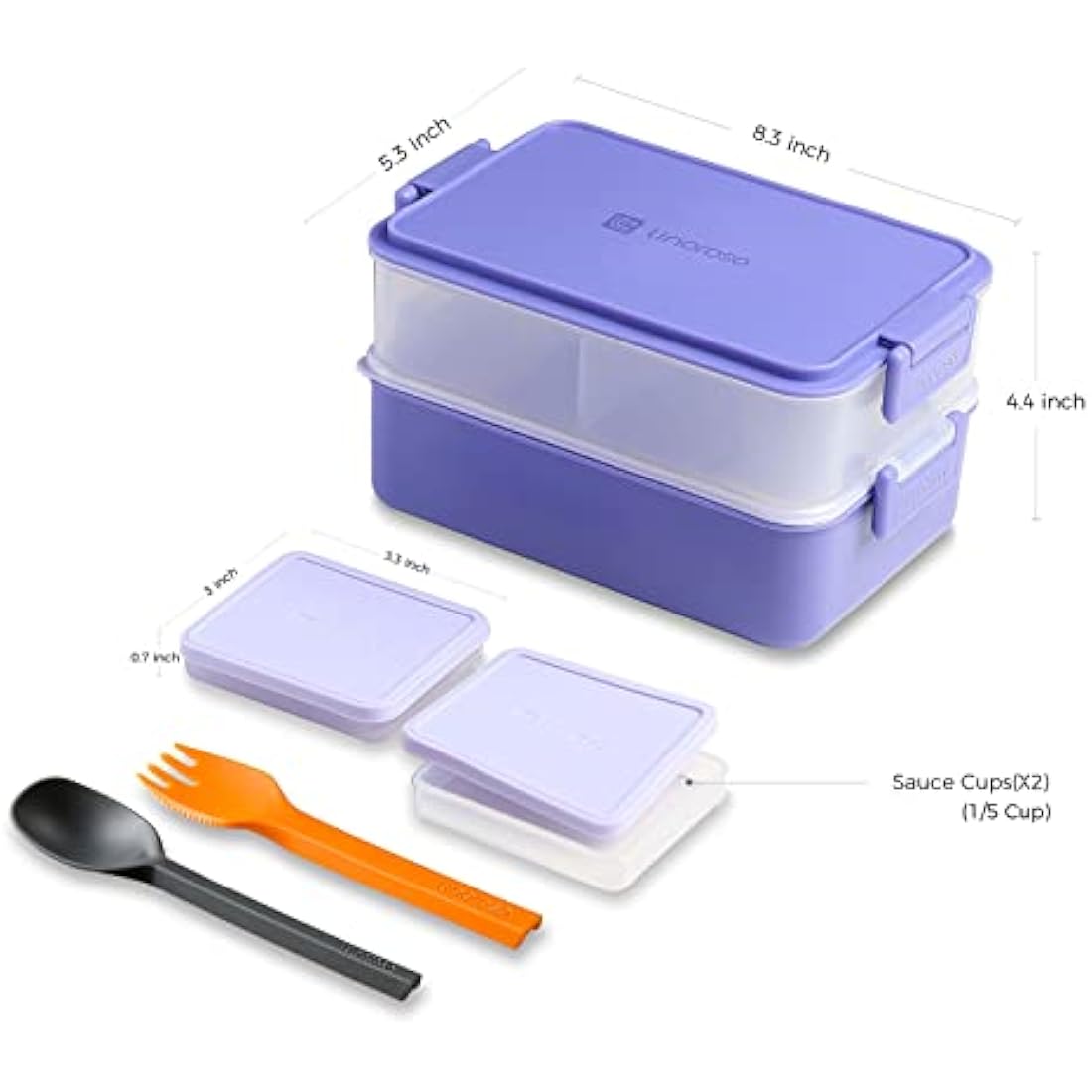 Linoroso Bento Lunch Box - 3 Compartment 2226ml Leak-Proof - Veri Peri